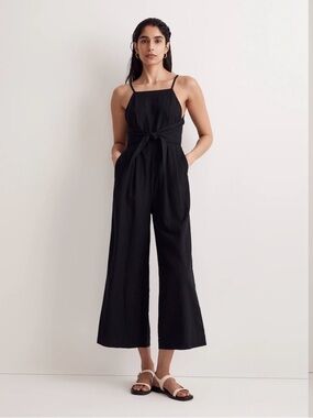 Madewell Tie-Waist Crop Wide-Leg Jumpsuit